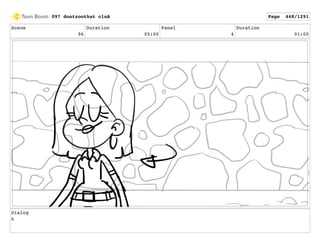 Scene
96
Duration
05:00
Panel
4
Duration
01:00
Dialog
h
097 dontzoothat clnA Page 448/1291
 