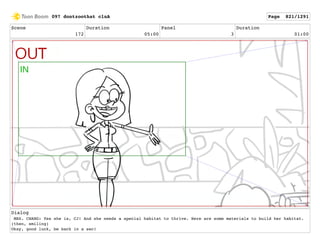 Scene
172
Duration
05:00
Panel
3
Duration
01:00
Dialog
MRS. CHANG: Yes she is, CJ! And she needs a special habitat to thrive. Here are some materials to build her habitat.
(then, smiling)
Okay, good luck, be back in a sec!
097 dontzoothat clnA Page 821/1291
 