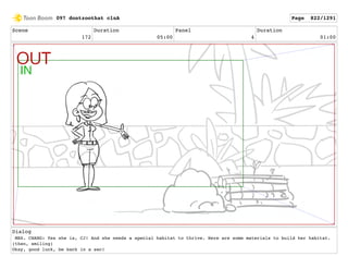 Scene
172
Duration
05:00
Panel
4
Duration
01:00
Dialog
MRS. CHANG: Yes she is, CJ! And she needs a special habitat to thrive. Here are some materials to build her habitat.
(then, smiling)
Okay, good luck, be back in a sec!
097 dontzoothat clnA Page 822/1291
 