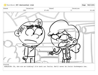 Scene
196
Duration
07:00
Panel
5
Duration
01:00
Dialog
ADELAIDE: Oh, who are we kidding? It?s both our faults. We?ll never be Junior Zookeepers now.
097 dontzoothat clnA Page 962/1291
 