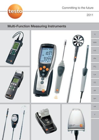 Committing to the future

                                                   2011


Multi-Function Measuring Instruments

                                                            °C




                                                        %RH




                                                            m/s




                                                            hPa




                                                            CO2




                                                            Lux




                                                            CO




                                                            aW




                                                            rpm




                                                            mA




                                                             V
 