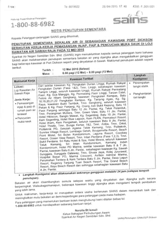 Notis Penutupan Sementara dari SAINS (28 April 2015)