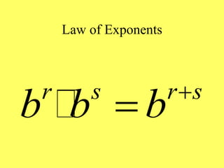 Law of Exponents
r s r s
b b b 

 