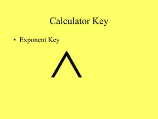 Calculator Key
• Exponent Key
^
 
