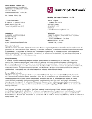 Transcript SBCC Grades 2014-2015 | PDF
