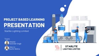 PROJECT BASED LEARNING
PRESENTATION
Starlite Lighting Limited
Harender Singh
PRN099
Ruchir Mishra
PRN131 STARLITE
LIGHTING LIMITED
Team:
 