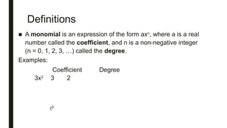 Comprehensive Guide to Polynomial Basics: Coefficients, Degrees, and ...