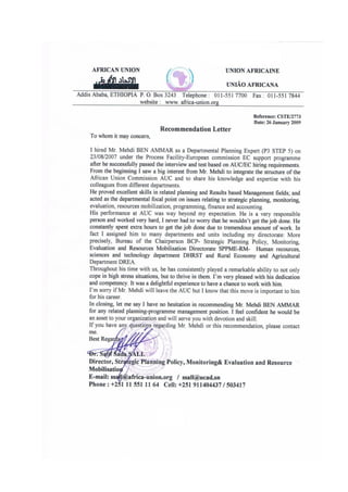 Recommendation Letter AUC  Jan 2009