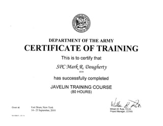 Javelin complition course