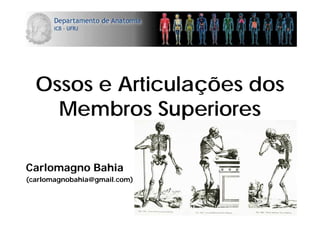 Ossos e Articulações dos
    Membros Superiores

Carlomagno B hi
C l        Bahia
(carlomagnobahia@gmail.com)
 