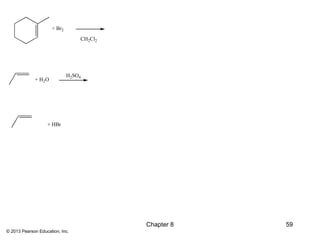 + Br2

                                 CH2Cl2




                             H2SO4
             + H2O




                   + HBr




                                          Chapter 8   59
© 2013 Pearson Education, Inc.
 