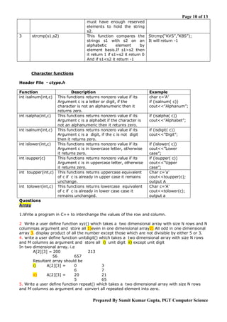Arrays and library functions | PDF
