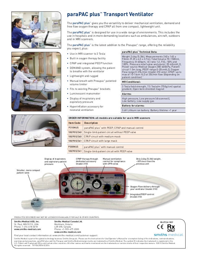 Smiths Medical Pnuepac Parapac Plus Brochure