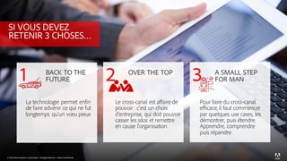 © 2016 Adobe Systems Incorporated. All Rights Reserved. Adobe Confidential.
© 2015 Adobe Systems Incorporated. All Rights Reserved. Adobe Confidential.
SI VOUS DEVEZ
RETENIR 3 CHOSES…
1 BACK TO THE
FUTURE
La technologie permet enfin
de faire advenir ce qui ne fut
longtemps qu’un vœu pieux
2 OVER THE TOP
Le cross-canal est affaire de
pouvoir : c’est un choix
d’entreprise, qui doit pouvoir
casser les silos et remettre
en cause l’organisation
3 A SMALL STEP
FOR MAN
Pour faire du cross-canal
efficace, il faut commencer
par quelques use cases, les
démontrer, puis étendre.
Apprendre, comprendre
puis répandre
© 2015 Adobe Systems Incorporated. All Rights Reserved. Adobe Confidential.
 