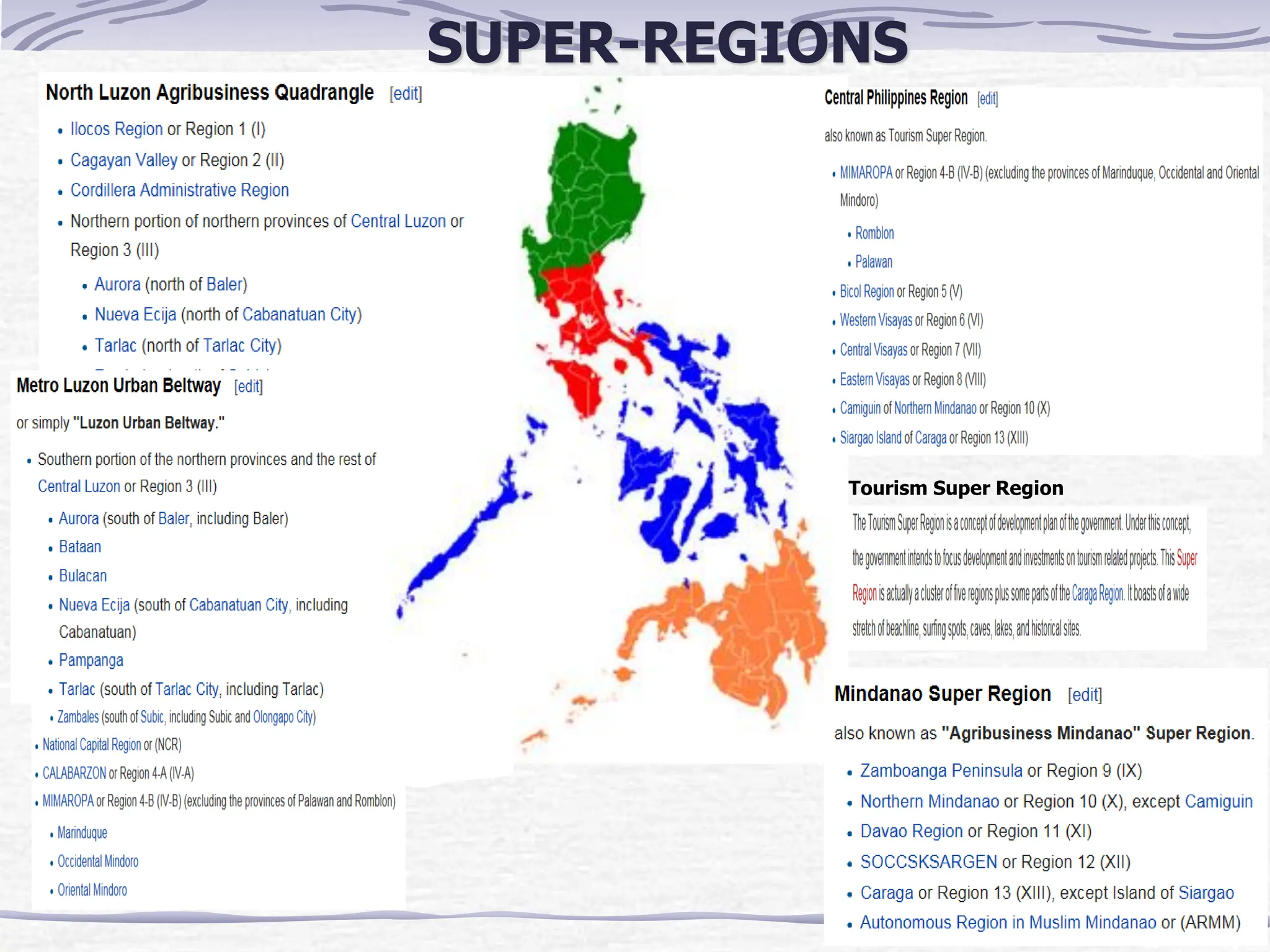 Tourism Super Region
SUPER-REGIONS
 