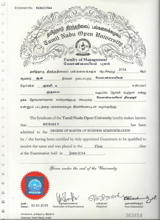 MBA Deg Certificate