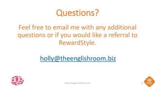 Questions?
Feel free to email me with any additional
questions or if you would like a referral to
RewardStyle.
holly@theen...