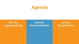 Ad-Hoc
Kommunikation
Ad-Hoc
Lageverteilung
Ad-Hoc
Einsatzteams
12.10.2021
Agenda
 
