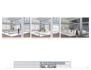 7:45 AM Weekday: Warehouse Configuration 10:00 AM Weekend: Market Configuration 8:00 PM Weekend: Event Space Configuration
42
 