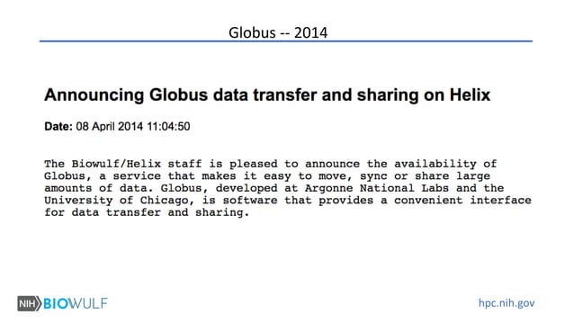 Data Sharing via Globus in the NIH Intramural Program | PPT