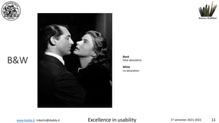 www.dadda.it roberto@dadda.it Excellence in usability 1st semester 2021-2022 11
B&W
Black
total absorption
White
no absorption
 