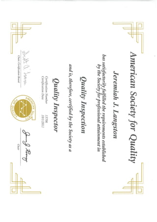 Langston, Jeremiah - ASQ CQI Certificate | PDF