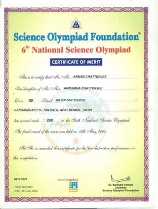 6th National Science Olympiad Final '04