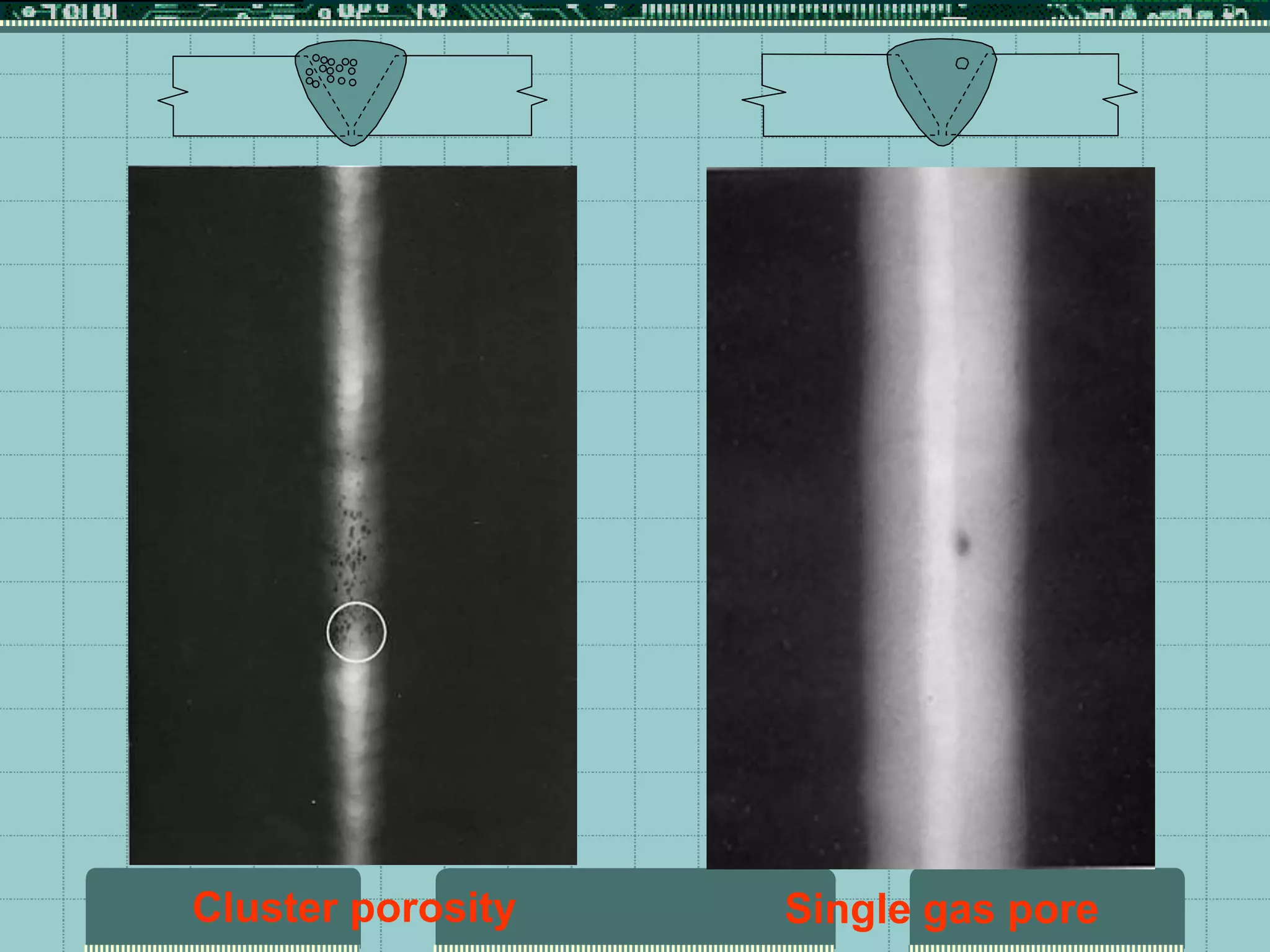 Single gas pore
Cluster porosity
 