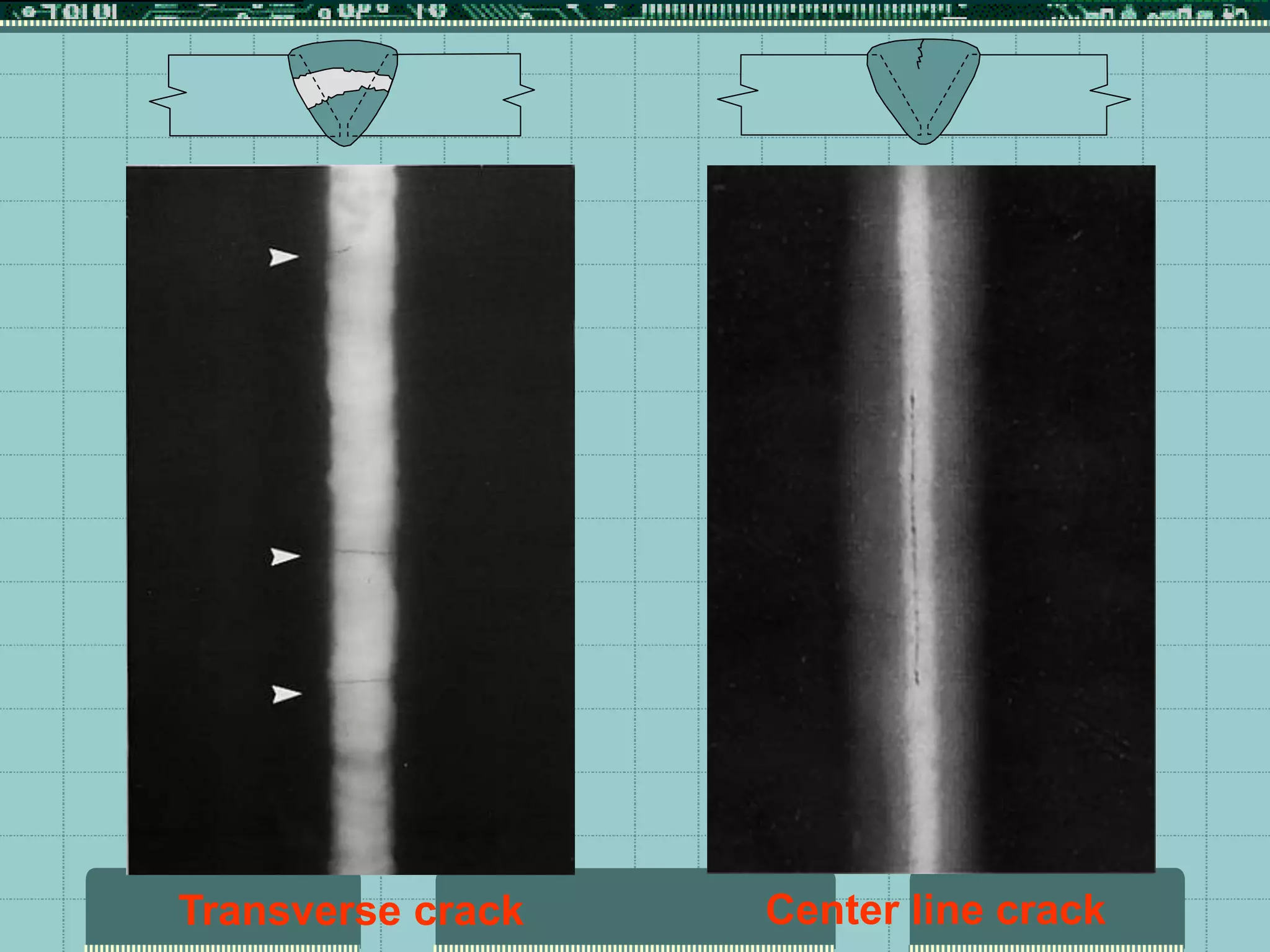 Transverse crack Center line crack
 