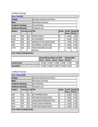 Academic Transcript | PDF