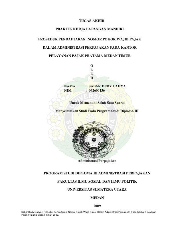 Contoh Laporan Tugas Akhir D3 Perpajakan Audit Kinerja