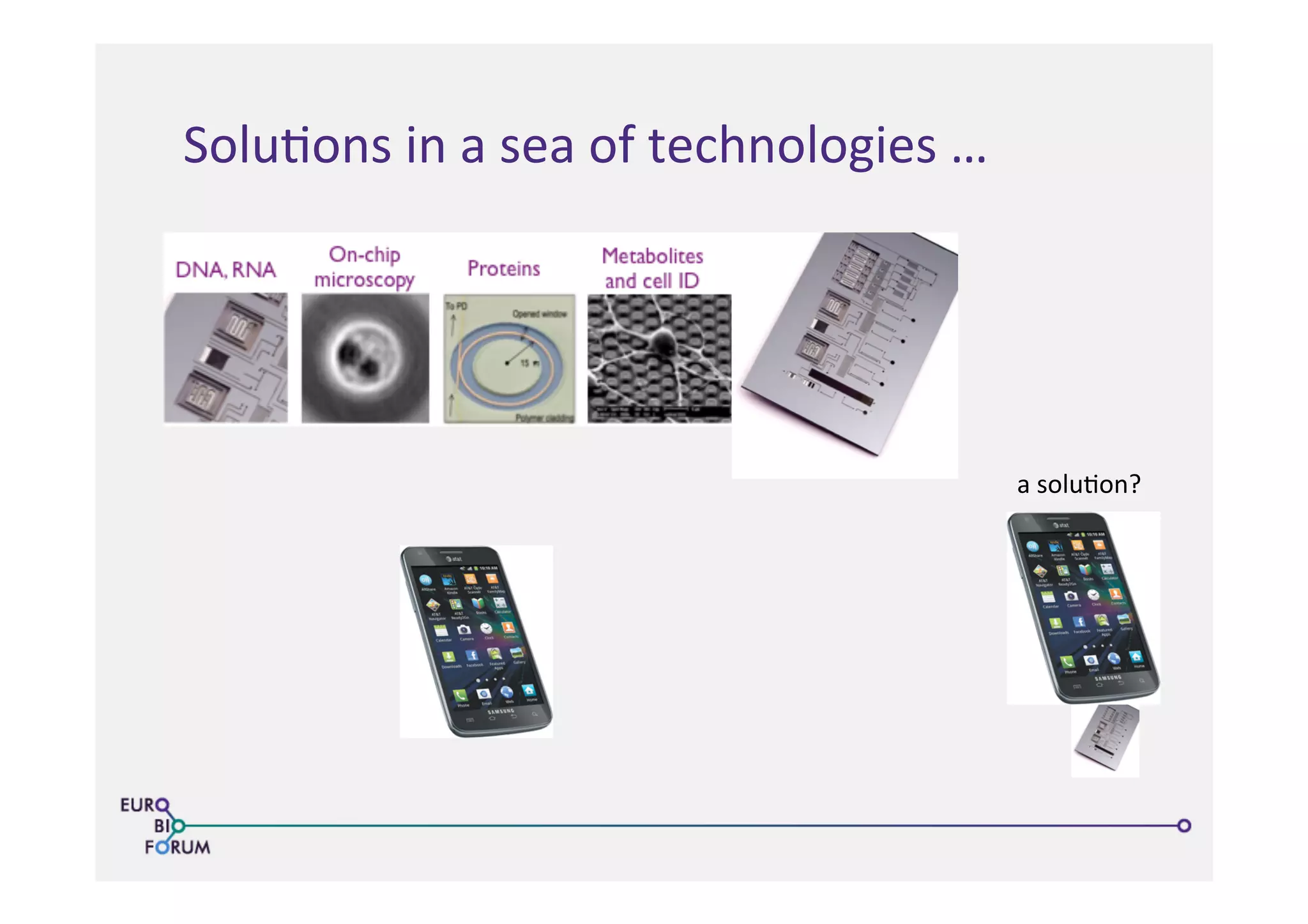 Solu>ons	
  in	
  a	
  sea	
  of	
  technologies	
  …	
  
a	
  solu>on?	
  
 