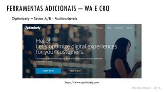 Marcelo Ribeiro - 2016
FERRAMENTAS ADICIONAIS – WA E CRO
https://www.optimizely.com
Optimizely – Testes A/B - Multivariáveis
 