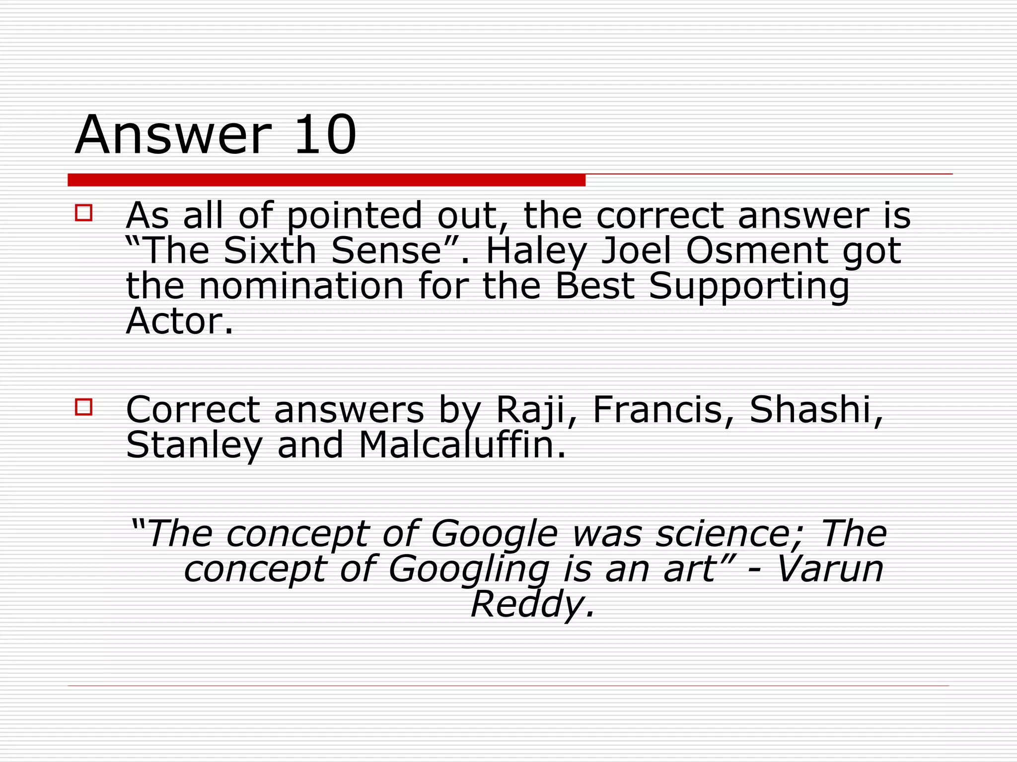 The Quiz Series - Movie Quiz - 09 February 2009
