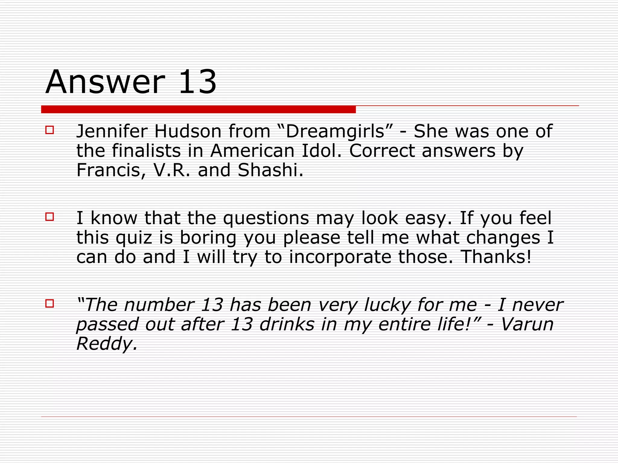 The Quiz Series - Movie Quiz - 09 February 2009