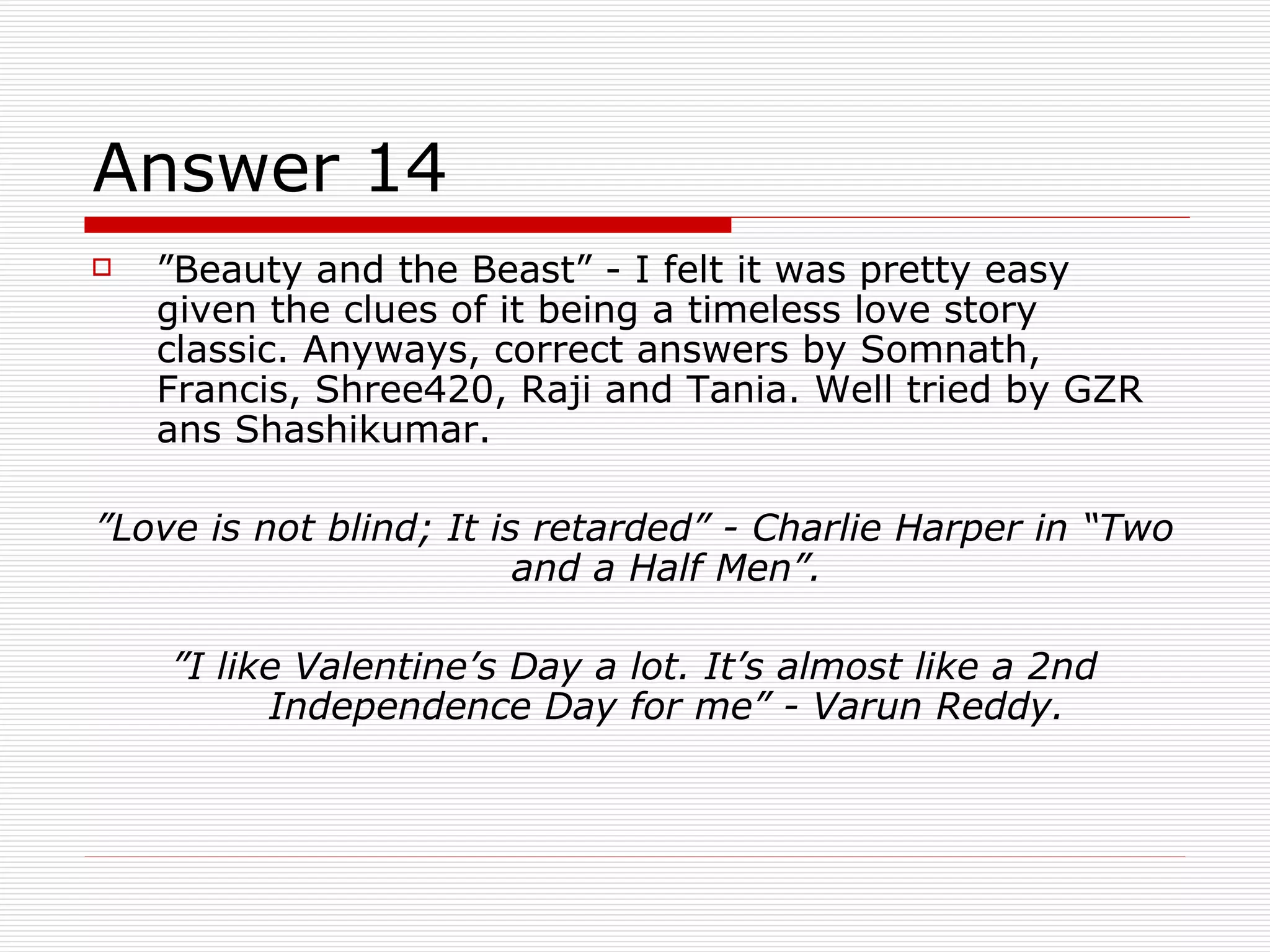 The Quiz Series - Movie Quiz - 09 February 2009