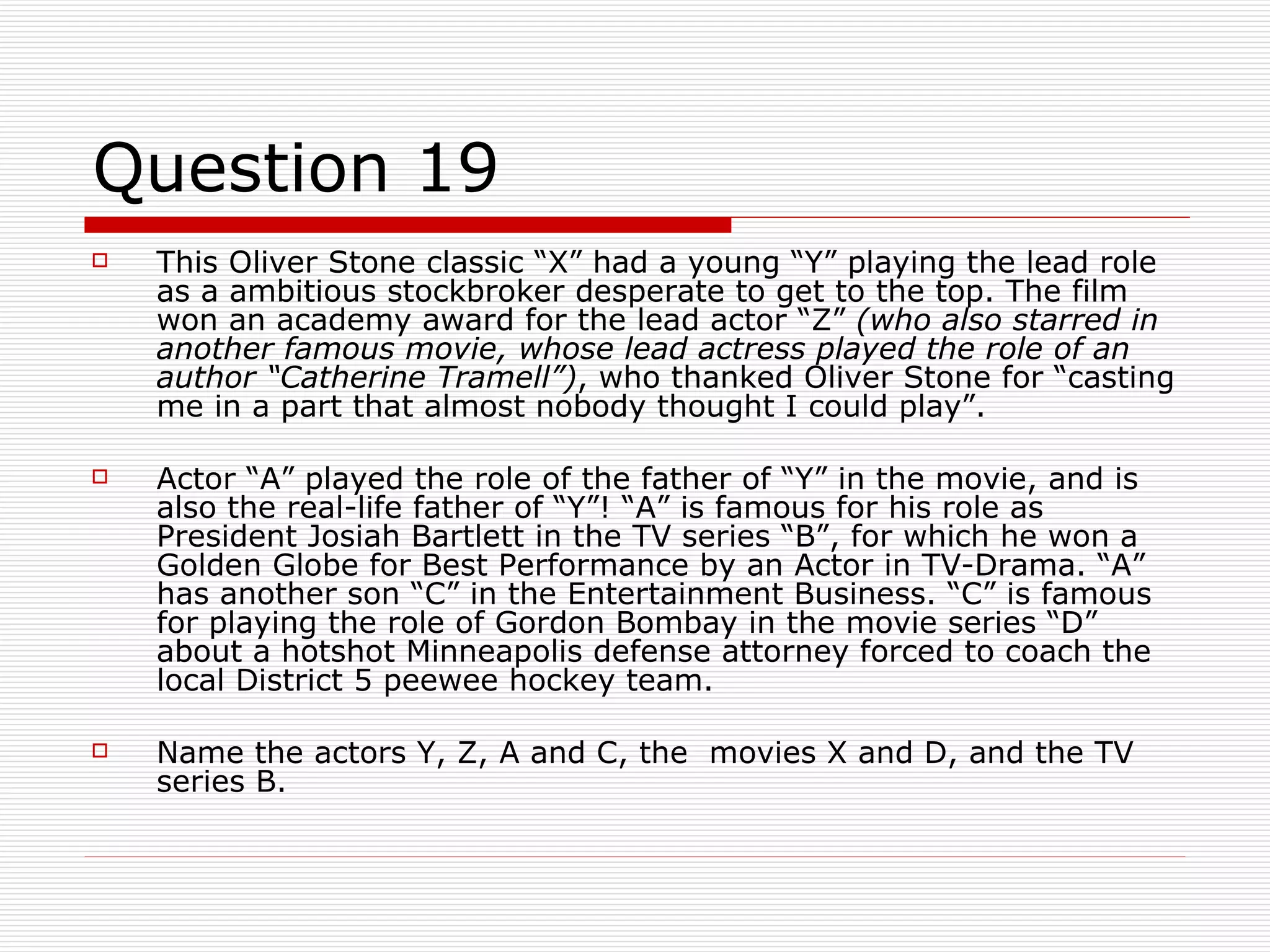 The Quiz Series - Movie Quiz - 09 February 2009