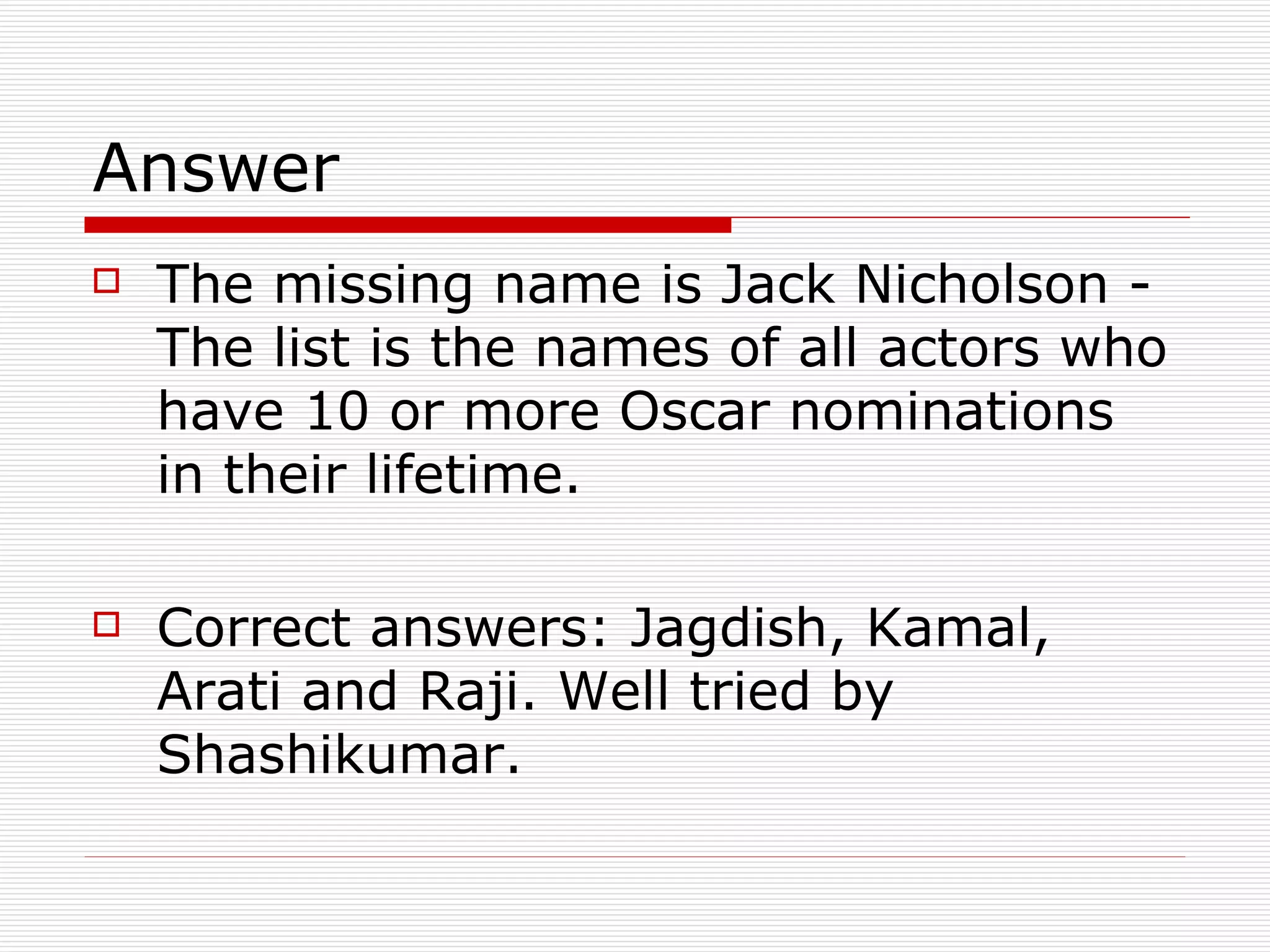 The Quiz Series - Movie Quiz - 09 February 2009