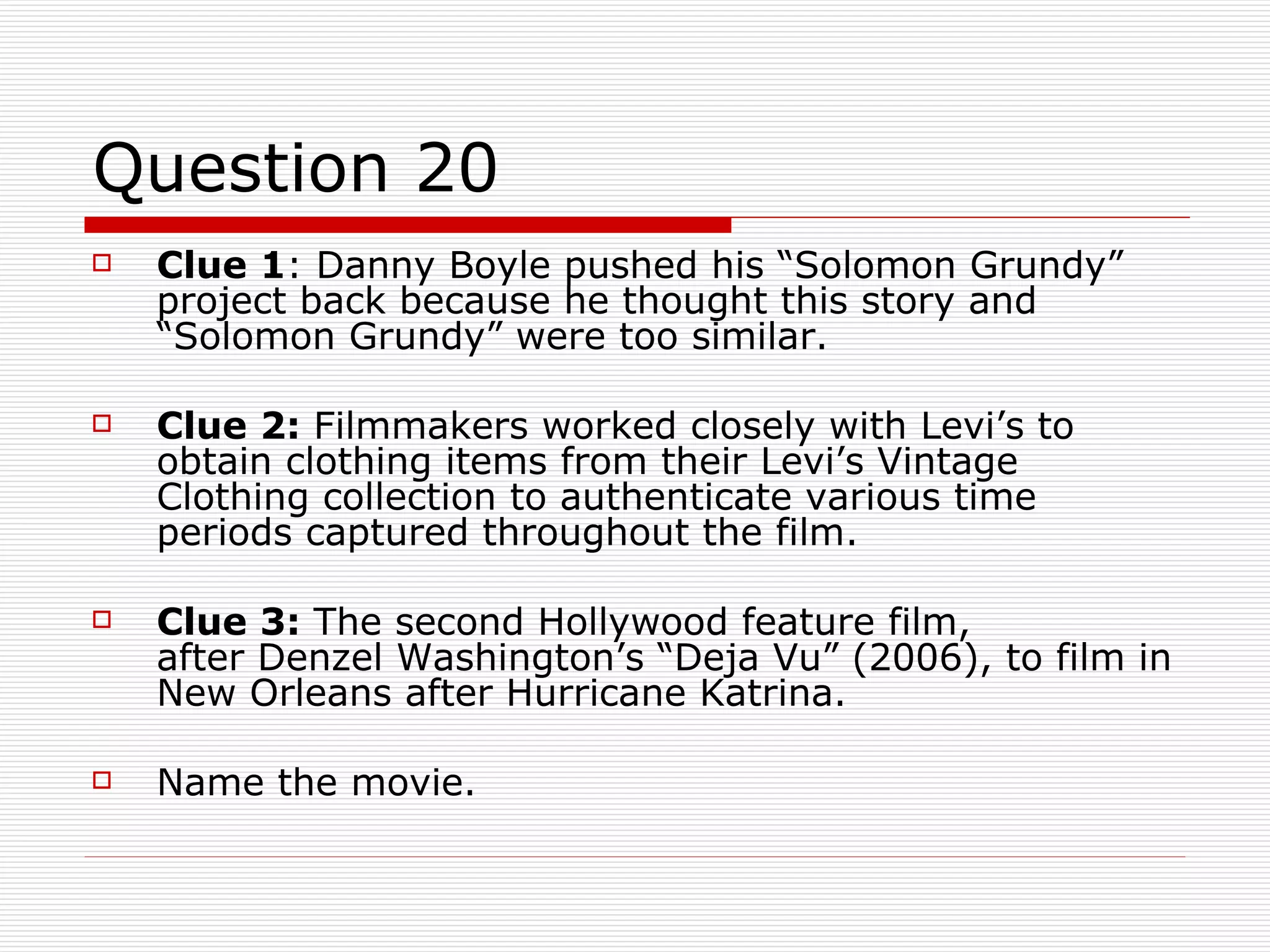 The Quiz Series - Movie Quiz - 09 February 2009