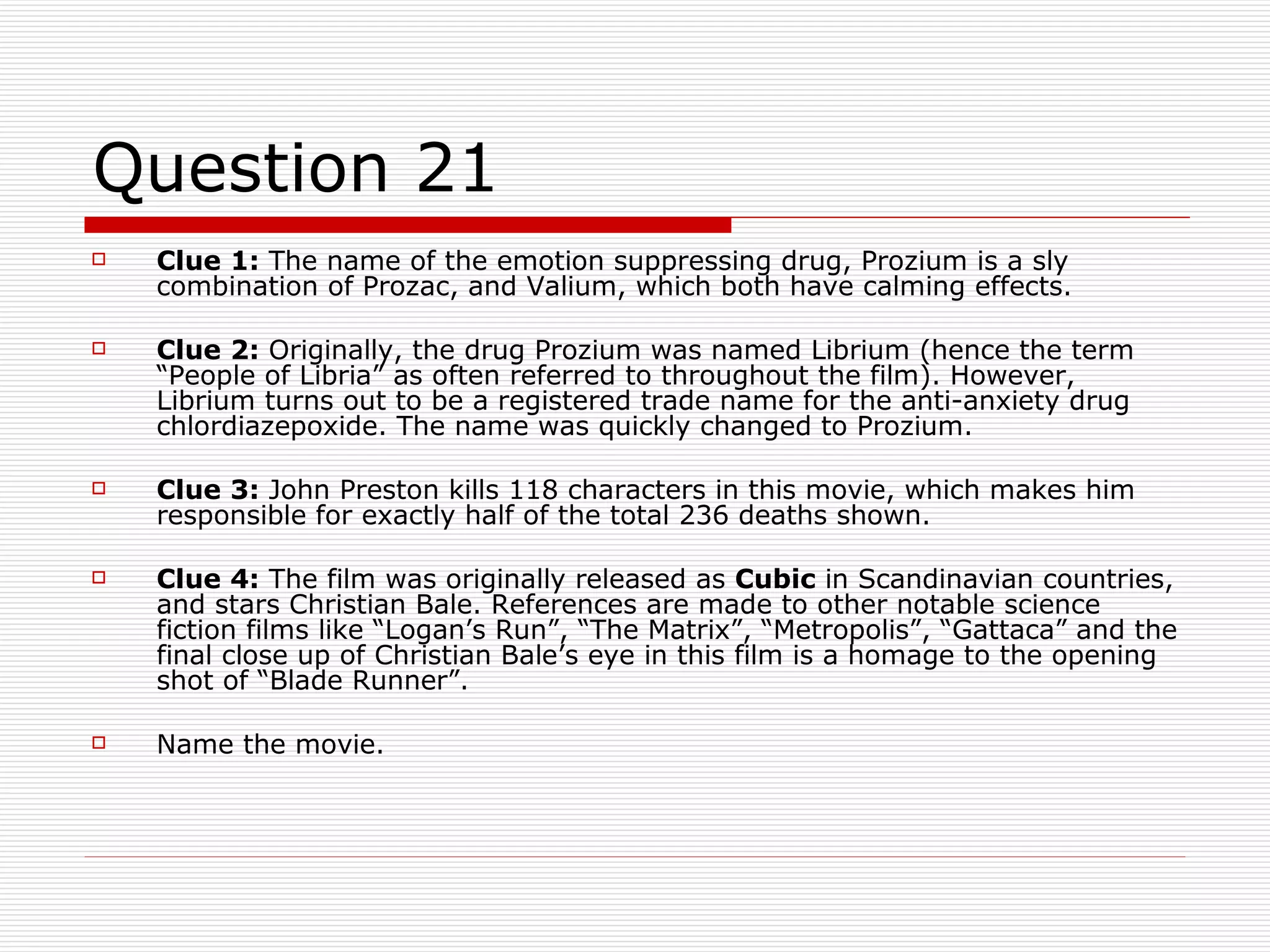 The Quiz Series - Movie Quiz - 09 February 2009