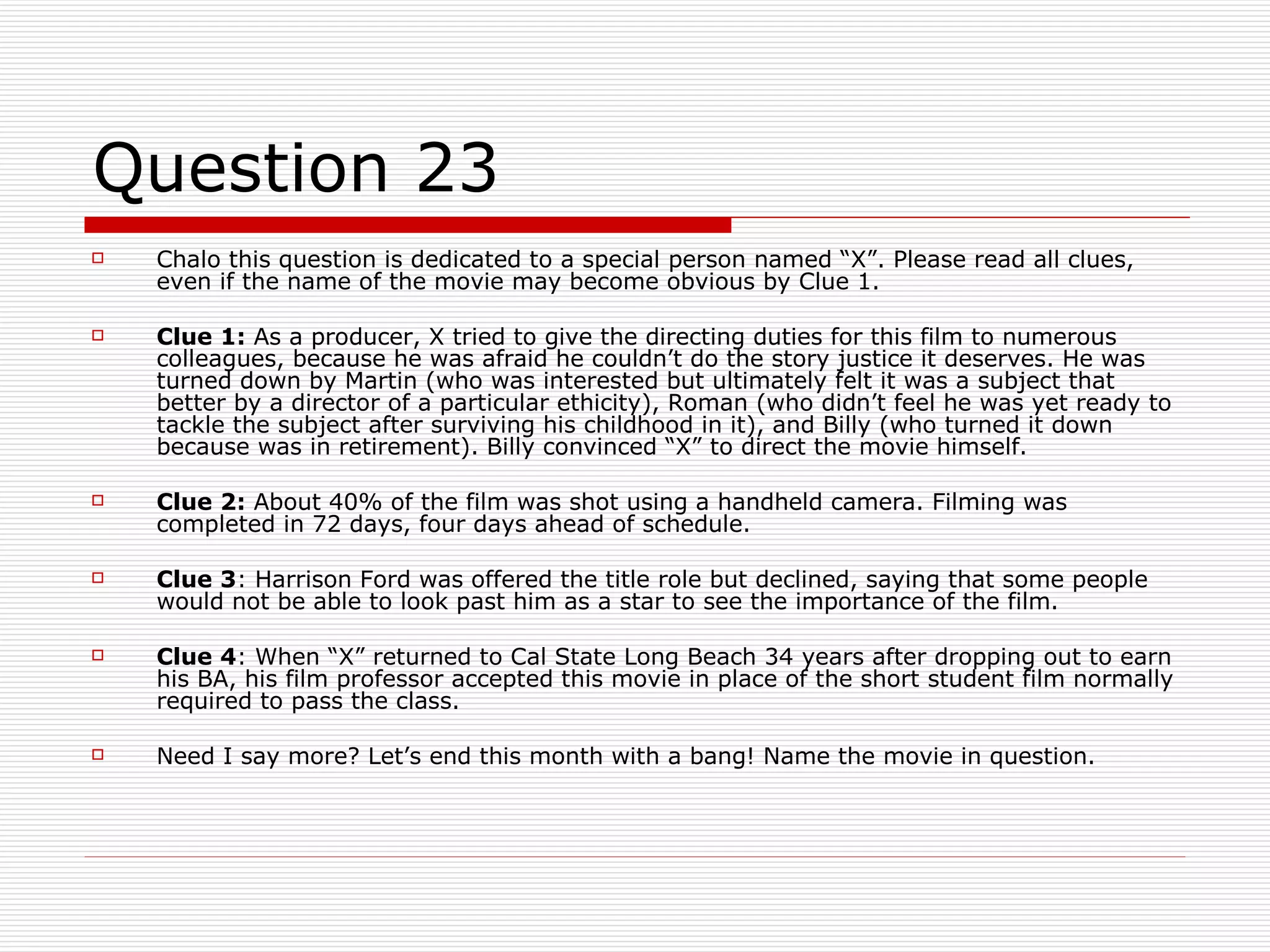 The Quiz Series - Movie Quiz - 09 February 2009