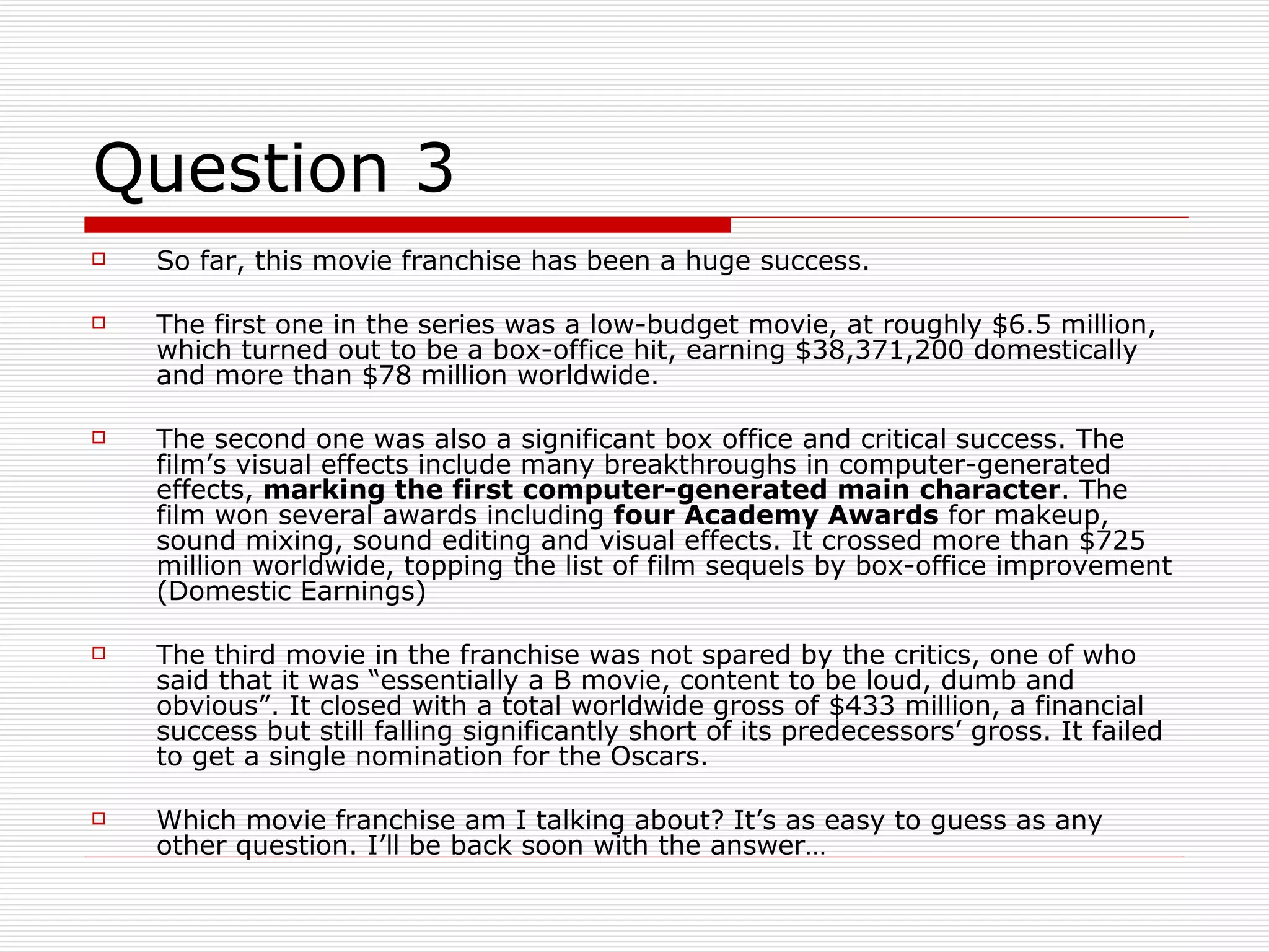 The Quiz Series - Movie Quiz - 09 February 2009