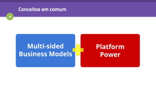 +
Multi-sided
Business Models
Platform
Power
Conceitos em comum
 