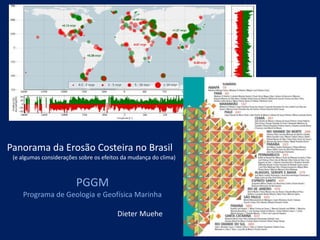 Panorama da Erosão Costeira no Brasil
(e algumas considerações sobre os efeitos da mudança do clima)
PGGM
Programa de Geologia e Geofísica Marinha
Dieter Muehe
 