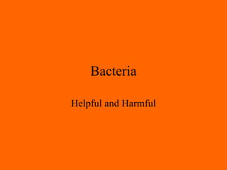 Bacteria Helpful and Harmful 