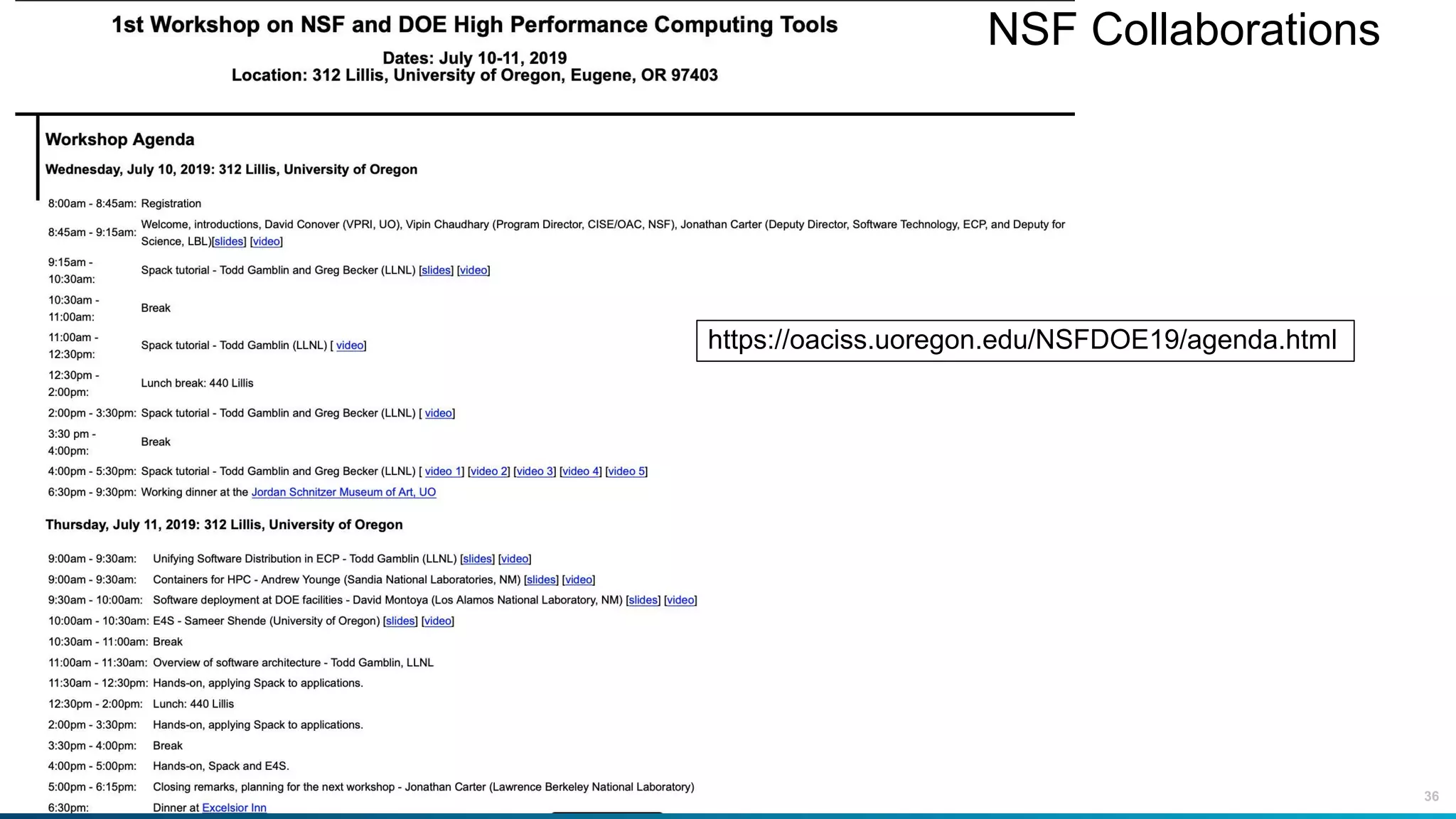 36
NSF Collaborations
https://oaciss.uoregon.edu/NSFDOE19/agenda.html
 