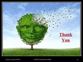 Saturday, February 20, 2016 60HIGHER FUNCTIONS OF BRAIN.
Thank
You
 