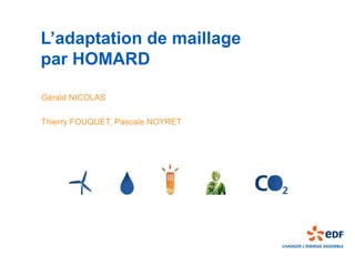L’adaptation de maillage
par HOMARD

Gérald NICOLAS

Thierry FOUQUET, Pascale NOYRET
 