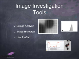 Image Investigation
Tools
Bitmap Analysis
Image Histogram
Line Profile
 