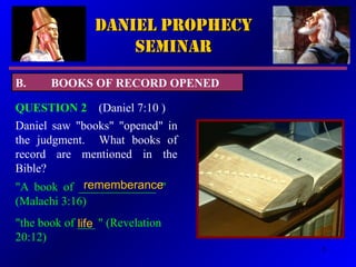 Daniel Seminar on Daniel 7 about the vision of the Son of Man coming to ...
